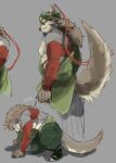  angry anthro canid canine canis clothing el_golyat fur green_clothing grey_body grey_fur hat headgear headwear hi_res lifewonders looking_back male mammal muscular muscular_anthro muscular_male rear_view solo temujin tokyo_afterschool_summoners video_games wolf 
