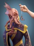  3d_(artwork) ambiguous_gender anthro claws clothing digit_ring digital_media_(artwork) disembodied_hand dungeons_and_dragons face_tentacles feral fish_hook frill_(anatomy) group hasbro head_crest head_frill hi_res human interspecies_relationship jewelry larger_anthro larger_human male mammal mind_flayer ring robe size_difference smaller_feral solo_focus tentacles tristesire wedding_ring wizards_of_the_coast worm yellow_eyes 