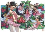  6+girls animal ballerina ballet_slippers black_hair blue_sky blush breasts brown_hair cat dew_drop eating fairy fairy_wings flower food fruit hair_flower hair_ornament hat insect_wings leaf leotard leotard_peek long_hair mini_person minigirl multiple_girls nanami_tomorou open_mouth original outside_border pantyhose pink_leotard pink_pantyhose pointy_ears ponytail raspberry shoes signature sky small_breasts smile sparkle surprised tutu twintails water_drop wings yellow_leotard 