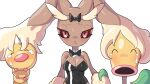  2022 ambiguous_gender anthro black_clothing black_sclera blush breasts brown_arms brown_breasts brown_ears cleavage clothed clothing drunk_oak female feral front_view fur generation_4_pokemon hi_res lopunny nintendo pokemon pokemon_(species) video_games 