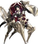  1boy attack axe black_bodysuit black_gloves black_hair blonde_hair bodysuit capelet clenched_teeth fire_emblem fire_emblem_heroes gloves highres holding holding_axe holding_shield mecha non-web_source official_art otr_(fire_emblem) purple_capelet robot shield solo teeth 