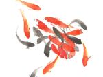 animal artworksmil fish goldfish highres no_humans original painting_(medium) traditional_media watercolor_(medium) white_background 