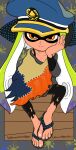  agent_3_(splatoon) animal_humanoid azure_(star) cephalopod cephalopod_humanoid clothing eye_mask feet female flip_flops footwear green_hair hair hat headgear headphones headwear hi_res humanoid inkling inkling_girl legwear marine marine_humanoid mollusk mollusk_humanoid nintendo orange_eyes pseudo_hair sandals solo splatoon tentacle_hair tentacles tights toes torn_clothing twitter video_games 