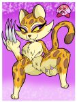  anthro big_breasts bomba_world12 breasts cheetah chest_fur clawroline claws duo felid feline female hi_res kirby kirby_(series) kirby_and_the_forgotten_land leg_grab long_claws mammal nintendo raised_leg thick_thighs video_games 