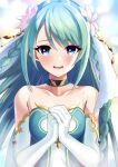  :d blue_eyes braid breasts chika_(princess_connect!) choker collarbone dress elbow_gloves flower gloves green_choker green_dress green_hair hair_flower hair_ornament highres kokonobe-3987 long_hair looking_at_viewer open_mouth portrait princess_connect! small_breasts smile straight_hair upper_body white_gloves 