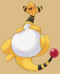 2022 absurd_res ambiguous_gender ampharos anthro belly belly_squish big_belly biped black_markings blush digital_drawing_(artwork) digital_media_(artwork) eyes_closed feet forehead_gem generation_2_pokemon hand_on_stomach happy hi_res high-angle_view lying markings multicolored_body nintendo on_back one_leg_up open_mouth open_smile overweight overweight_ambiguous overweight_anthro pokemon pokemon_(species) raised_leg semi-anthro simple_background sleeping smile solo squish striped_body stripes tail tail_orb two_tone_body white_belly white_body xeniyy yellow_background yellow_body