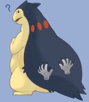 2022 absurd_res ambiguous_gender back_fat belly biped blue_body blue_fur digital_drawing_(artwork) digital_media_(artwork) disembodied_hand double_chin duo fangs feral full-length_portrait fur generation_2_pokemon hand_on_back hi_res looking_back multicolored_body multicolored_fur nintendo nude obese obese_ambiguous obese_feral open_mouth overweight overweight_ambiguous overweight_feral pokemon pokemon_(species) portrait purple_background question_mark rear_view red_eyes simple_background solo_focus squish standing tan_body tan_fur teeth three-quarter_portrait two_tone_body two_tone_fur typhlosion xeniyy