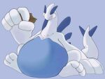 2022 absurd_res ambiguous_gender anthro belly belly_on_ground belly_squish big_belly big_hands biped blue_background blue_belly blue_body crumbs digital_drawing_(artwork) digital_media_(artwork) eating eyes_closed feet food generation_2_pokemon hi_res holding_food holding_object holding_sandwich legendary_pokemon lugia multicolored_body nintendo obese obese_ambiguous obese_anthro overweight overweight_ambiguous overweight_anthro pokemon pokemon_(species) sandwich_(food) semi-anthro simple_background sitting smile soles solo squish tail thick_tail two_tone_body white_body xeniyy