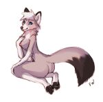  anthro blep blue_eyes blue_sclera breasts butt canid canine canis female flashw kneeling looking_at_viewer mammal maven_kinkade nude paws solo tongue tongue_out wolf 