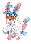  ambiguous_gender blue_body blue_fur choice_specs dipstick_limbs eeveelution eyewear feral fur gameplay_mechanics generation_6_pokemon makotoo mammal nintendo open_mouth open_smile pink_body pink_fur pokemon pokemon_(species) pokemon_unite quadruped simple_background smile solo sp.atk_specs sunglasses sylveon video_games white_background white_body white_fur wise_glasses 