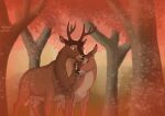  antlers autumn balls bambi&#039;s_mother bambi_(film) capreoline cervid cervine digital_media_(artwork) disney duo eyes_closed female feral forest forest_background fur genitals hi_res horn love male male/female mammal nature nature_background nuzzling plant reinderworld rutting the_great_prince_of_the_forest tree white-tailed_deer 