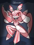 anthro female generation_7_pokemon hi_res looking_at_viewer lurantis nintendo pokemon pokemon_(species) ram_g_thunder red_eyes shadow solo standing wings