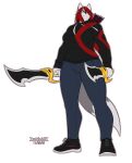 alpha_channel bottomwear canid canine canis clothing denim denim_bottomwear denim_clothing female god_of_war hi_res hoodie invalid_tag jeans mammal melee_weapon pants sony_corporation sony_interactive_entertainment sword topwear trevhart weapon wolf