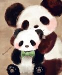 2024 anthro araru bear biped black_body black_nose bow_tie chibi duo giant_panda hi_res mammal simple_background sitting white_body