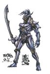  armor blue_armor breastplate character_request commentary_request concept_art demon_horns fake_horns full_armor garo_(series) garo_makai_senki gauntlets helmet highres holding holding_sword holding_weapon horned_helmet horns keita_amemiya_(keitaamemiya01) knight lord_(garo) official_art pauldrons plate_armor power_armor shoulder_armor sword weapon 