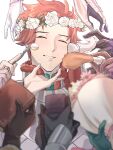  armor book bouquet cake chess_piece fire_emblem fire_emblem:_three_houses food fried_chicken gift happy_birthday head_wreath highres jewelry male_focus orange_hair reraraerimaki ring shoulder_armor sylvain_jose_gautier 