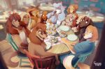all_dogs_go_to_heaven anthro blurred_background cake canid canine canis collar dessert disney dixie_(fath) domestic_dog don_bluth eyeshadow eyewear female food fox_and_the_hound georgette_(disney) girlsrok_art glasses group happy hi_res high-angle_view hunting_dog illumination_entertainment inside lady_(lady_and_the_tramp) lady_and_the_tramp looking_at_another makeup mammal oliver_and_company peg_(lady_and_the_tramp) poodle ribbons saluki sasha_la_fleur sighthound sing_(movie) suki_lane