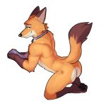 1:1 2024 anthro arched_back brown_body brown_fur butt butt_markings canid canine disney fox fur hi_res jrjresq kneeling looking_at_viewer male mammal markings mostly_nude necktie necktie_only nick_wilde orange_body orange_fur raised_tail solo tail zootopia