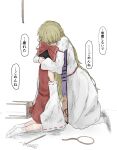  absurdres attempted_suicide blonde_hair chair check_translation gap_(touhou) hair_ribbon hakurei_reimu highres hug noose ribbon touhou translation_request user_ydmj2235 white_background yakumo_yukari 