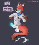 absurd_res anthro balls birthday bottomless canid canine clothed clothing collar erection fox genitals ghost hi_res hoodie hoodie_only inviting katxfish male mammal penis solo spirit tongue tongue_out topwear topwear_only