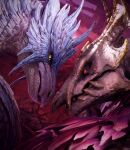 3d_(artwork) absurd_res ambiguous_gender blue_body blue_scales capcom detailed_background digital_media_(artwork) dragon duo elder_dragon eye_contact face_to_face female female_(lore) female_on_top feral grey_body grey_scales hi_res horn ivorylagiacrus looking_at_another looking_at_partner lying male male/female male_(lore) male_on_bottom malzeno monster_hunter on_back on_bottom on_ground on_top open_mouth outside pupils red_eyes scales scalie slightly_open_mouth slit_pupils snout teeth velkhana white_body white_scales yellow_body yellow_eyes yellow_scales
