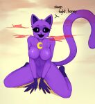animate_inanimate anthro catnap_(poppy_playtime) crescent_moon dein-schatten dialogue domestic_cat felid feline felis female hi_res living_plushie mammal moon open_mouth plushie poppy_playtime purple_body smoke solo tail talking_to_viewer