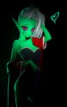 2019 alien alien_humanoid breasts clothed clothing disney ear_piercing ear_ring eyebrows eyelashes female fingers freckles green_body green_skin hair hi_res humanoid humanoid_pointy_ears johnfoxart long_hair looking_at_viewer lord_dominator piercing pink_sclera portrait pupils ring_piercing robe solo standing three-quarter_portrait unusual_pupils wander_over_yonder white_hair