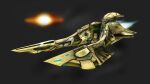  alj0708 amarr_empire_(eve_online) battleship_(eve_online) commentary concept_art eve_online flying glowing highres military_vehicle no_humans original outdoors science_fiction space spacecraft star_(sky) vehicle_focus 