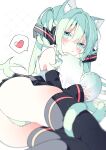  :o animal_ears aqua_eyes aqua_hair aqua_tail black_skirt black_thighhighs cat_ears cat_tail detached_sleeves hatsune_miku heart highres skirt spoken_heart suisei_1121 tail thighhighs twintails vocaloid 