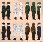  anthro boots clothing combat_boots eeveelution footwear front_view green_clothing male military_clothing military_uniform model_sheet nintendo pokemon pokemon_(species) rear_view soldier stampmats uniform video_games warrior white_body 