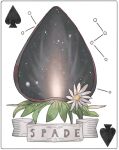  ace_(playing_card) ace_of_spades banner bity3155660241 card card_(medium) chinese_commentary commentary_request constellation daisy english_text flower food fruit fruit_focus leaf no_humans original playing_card simple_background space spade_(shape) strawberry white_background white_flower 