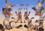  absurd_res anthro canid canine cape clothing costume fennec fox furaffinity gold_(metal) gold_jewelry hi_res jewelry male mammal model_sheet roman simple_background sitting sky solo stampmats star starry_sky 