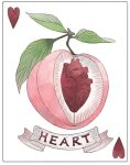  ace_(playing_card) ace_of_hearts banner bity3155660241 card card_(medium) chinese_commentary commentary_request english_text food fruit fruit_focus heart heart_(organ) leaf no_humans original peach playing_card simple_background white_background 