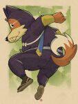 2024 absurd_res anthro biped black_nose canid canine canis clothed clothing domestic_dog dragon_ball footwear hi_res kamui_shirow kemono male mammal sandals shiba_inu shu_(dragon_ball) simple_background slightly_chubby solo spitz