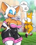 absurd_res age_difference anthro bat big_breasts big_butt breasts butt canid canine claws duo female fox hi_res lipstick lollipopcon makeup male male/female mammal miles_prower older_female rouge_the_bat sega sonic_the_hedgehog_(series) younger_male