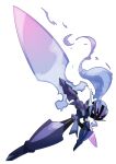  absurdres blade ceruledge commentary_request eye_trail full_body highres legs_apart light_trail no_humans pokemon pokemon_(creature) purple_eyes simple_background solo timide white_background 