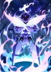  blade ceruledge commentary_request eye_trail fire full_body highres legs_apart light_trail looking_at_viewer no_humans pokemon pokemon_(creature) purple_eyes solo standing yottur 