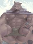  2022 abs anthro anus backsack balls barazoku barefoot bent_legs big_balls big_muscles blaidd_(elden_ring) butt canid canine canis cape claws clothed clothing elden_ring feet fromsoftware front_view fur genitals hi_res huge_muscles legs_up looking_at_viewer lying male mammal muscular muscular_anthro muscular_male navel nipples obliques on_back partially_clothed pawpads pecs perineum salz_sop scar simple_background soles solo spread_legs spreading teeth thong topless topless_anthro topless_male tuft underwear video_games white_background wolf 
