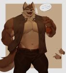 absurd_res anthro biceps canid fur hi_res male mammal muscular muscular_anthro muscular_male pecs solo sozoronabi tail