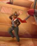 adventurer aircraft airplane anthro athletic athletic_female clothing digital_media_(artwork) disney eyewear eyewear_on_head female fur goggles goggles_on_head hi_res jacket machine mammal mouse murid murine pilot rodent roxanne_colby scarf smile solo spottymichi talespin topwear whiskers