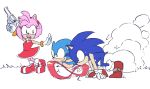  2021 5_fingers all_fours amy_rose anthro biped black_eyes blue_ears blue_hair blue_tail boots bracelet classic_sonic classic_sonic_(universe) clothed clothed_anthro clothed_female clothing dress eulipotyphlan female female_anthro fingers footwear full-length_portrait fully_clothed fully_clothed_anthro fully_clothed_female gloves gold_(metal) gold_bracelet gold_jewelry group gun hair handgun handwear hedgehog holding_gun holding_handgun holding_object holding_revolver holding_weapon jewelry male male_anthro mammal mrplow34 multicolored_boots multicolored_clothing multicolored_footwear open_mouth pink_body pink_ears pink_hair pink_skin portrait ranged_weapon red_boots red_clothing red_dress red_footwear red_hairband red_shoes revolver sega shoes sonic_the_hedgehog sonic_the_hedgehog_(series) standing trio two_tone_boots two_tone_clothing two_tone_footwear weapon white_boots white_clothing white_footwear white_gloves white_handwear 