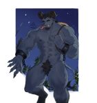 2_horns abs anthro biceps bovid caprine caprine_demon christmas cjjchris demon goat_demon hi_res holidays horn krampus long_tongue lustful_desires male mammal muscular muscular_anthro muscular_male nipples pecs pubes solo tongue tongue_out