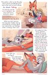 amadose animal_genitalia animal_penis anthro breasts canid canine canine_genitalia canine_penis dialogue disney english_text female flaccid fox fur genitals group hi_res judy_hopps lagomorph leporid male mammal nick_wilde nude orange_body orange_fur penis profanity purple_eyes rabbit sheath text zootopia