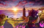  avali beach cloud cloudscape cuddling dragon duo flower furaffinity male male/male plant sea seaside sky stampmats sunset tower twilight water 