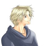  1boy alternate_costume bad_id blonde_hair blue_eyes casual chain_necklace earrings final_fantasy final_fantasy_x hood hood_down hoodie jewelry looking_to_the_side lowres male_focus necklace rendezvous short_hair simple_background smile solo stud_earrings tidus upper_body white_background 