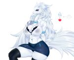 anthro big_breasts blue_eyes breasts cleavage clothed clothing dragon female fluffymonsterart fur generation_5_pokemon hair hi_res legendary_pokemon legwear long_hair mythological_creature mythological_scalie mythology nintendo pokemon pokemon_(species) pokemorph reshiram scalie simple_background solo stockings tail thigh_highs white_body white_fur white_hair