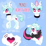 1:1 2020 arkay9 blue_background choker cutie_mark digital_drawing_(artwork) digital_media_(artwork) domestic_pet duo english_text equid equine fan_character feet feral fur furries_with_pets hair hasbro heart_symbol hi_res hooves horn jewelry magic male male_feral mammal mephitid model_sheet my_little_pony mythological_creature mythological_equine mythology necklace nonbinary_(lore) pink_eyes prince_heart_shaker quadruped simple_background skunk standing tail teal_hair text white_body white_fur winged_unicorn wings