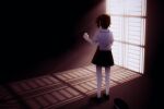  1girl black_footwear black_skirt brown_hair cruormor full_body highres indoors shirt short_hair short_sleeves skirt solo standing taboo_japan_disentanglement touhou usami_renko video_camera white_shirt 