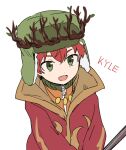  1boy character_name crown fur_hat green_eyes haizai hat jacket jewelry kyle_broflovski male_focus mystical_high_collar necklace open_mouth red_hair robe smile solo south_park south_park:_the_stick_of_truth ushanka 