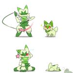 1:1 2d_animation ambiguous_gender animated anthro biped blush duo eyes_closed feral floragato fur generation_9_pokemon green_body green_fur loop nintendo pokemon pokemon_(species) quadruped red_eyes short_playtime simple_background sprigatito tontaro white_background